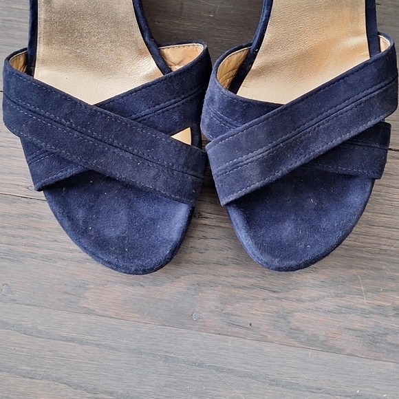 Stuart Weitzman Minky Platform Wedge Sandal Blue 9.5 EUC - Picture 5 of 16